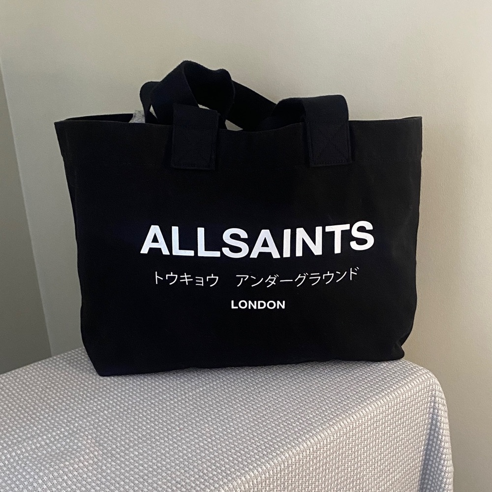 All Saints Logo Black Canvas Tote - Picture 4 of 10